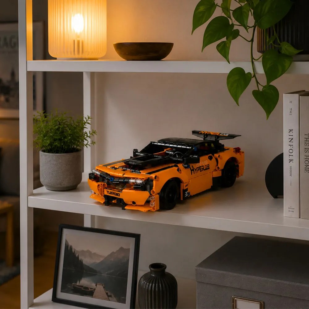 LEAN Toys Stavebnicové kocky – diaľkovo ovládané auto RC, oranžové, 545 dielov