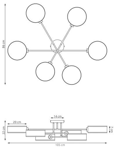 Prisadený luster MAGA 6xE14/10W/230V hnedý