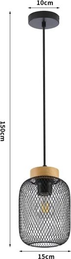 Brilagi - Závesné svietidlo na lanku BASKLITE 1xE27/15W/230V drevo/čierna