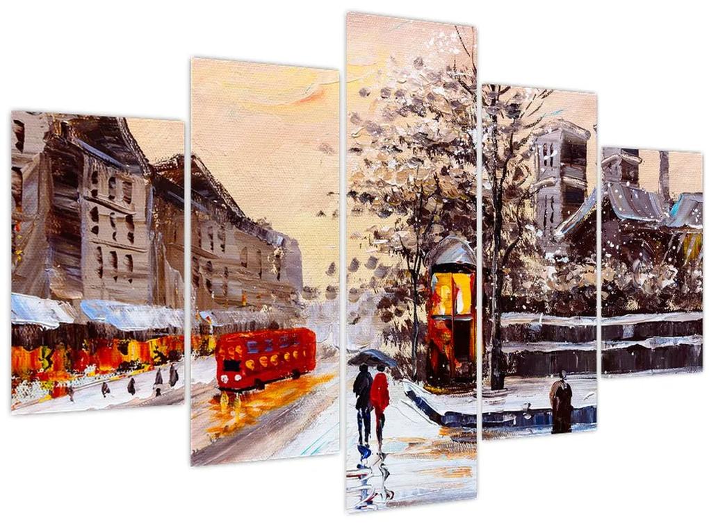 Obraz - Maľba zimného mesta (150x105 cm)