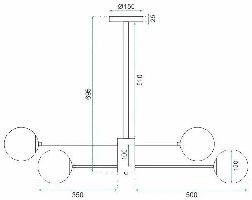 Stropné kovové svietidlo Industriálne 6 APP262-6C čierne