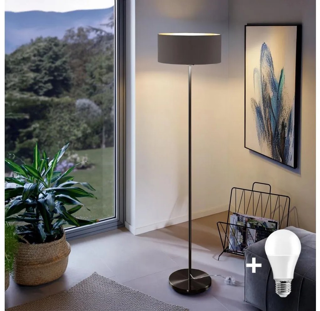 LED stojacia lampa TUNJA 1xE27/20W/230V priemer 38 cm čierna/hnedá