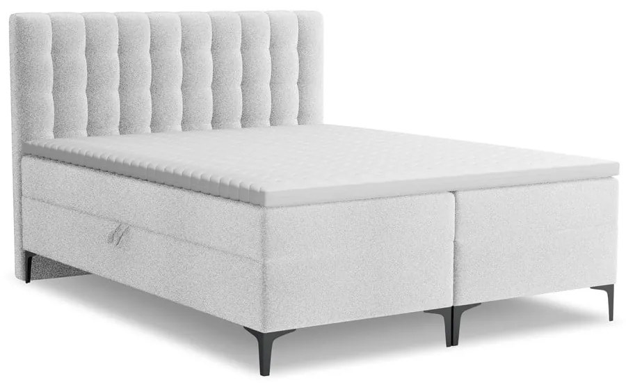 Boxspring posteľ s úložným priestorom 160x200 cm v striebornej farbe Puhala – Makamii
