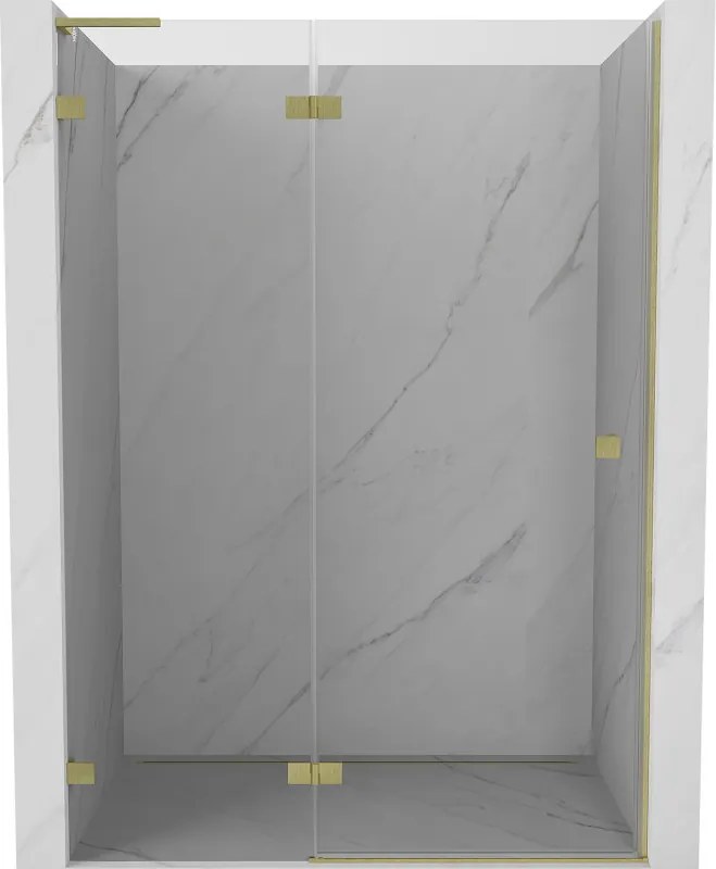 Mexen, Mexen Lunar L Otočné ľavé sprchové dvere 135 cm, transparentné, brúsené zlaté - 834L-135-000-55-00-L