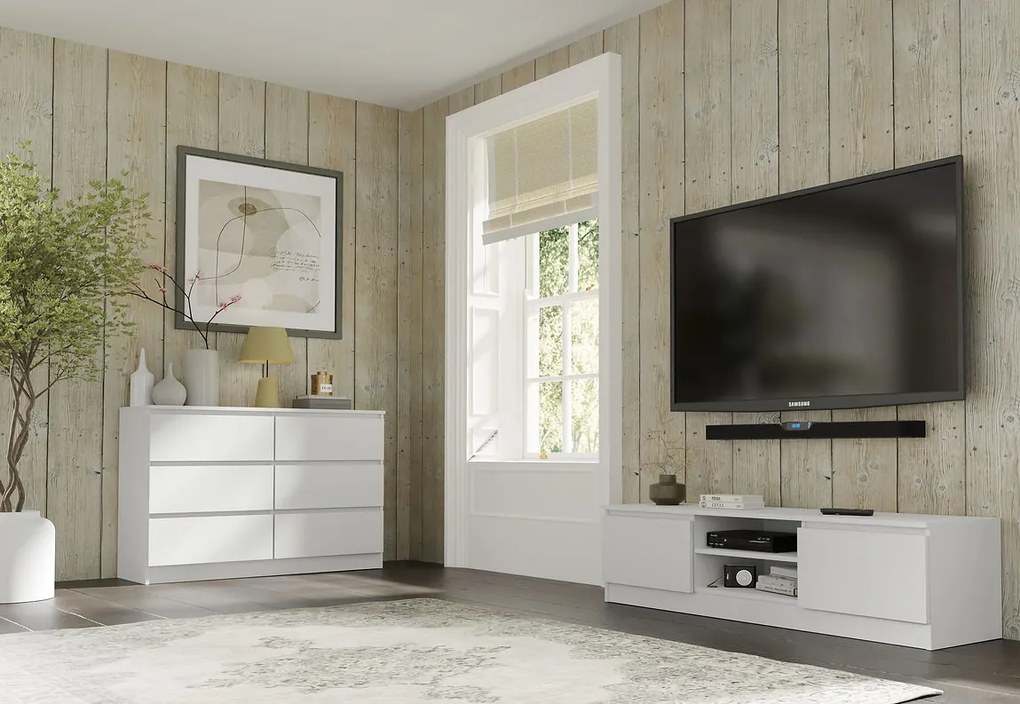 Komoda Maya S6 (biela). Akcia -16%. Vlastná spoľahlivá doprava až k Vám domov. 1124943