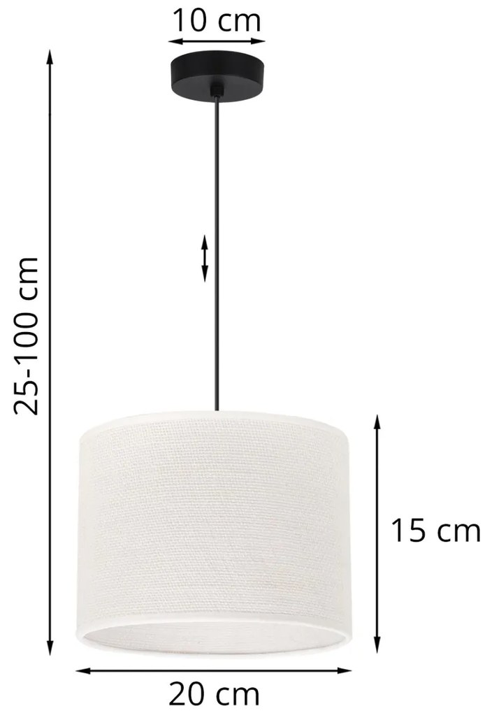 Závesné svietidlo Juta, 1x biele jutové tienidlo, (fi 20cm), b