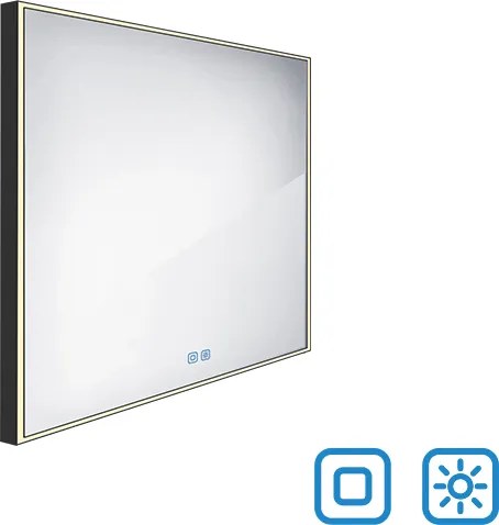 Nimco Čierne LED zrkadlo 700x700 s dvoma dotykovými senzormi - ZPC 13077VX-90