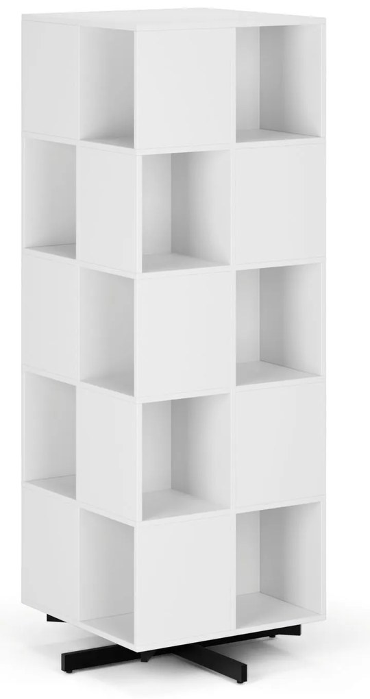 Otočný regál, 680×680×1932 mm, 4x 5 oddielov, biela