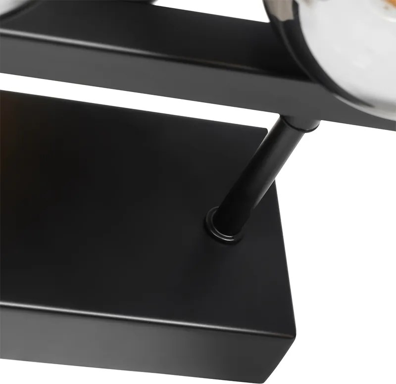 Moderná nástenná lampa čierna s dymovým sklom 5-svetlo - Bianca