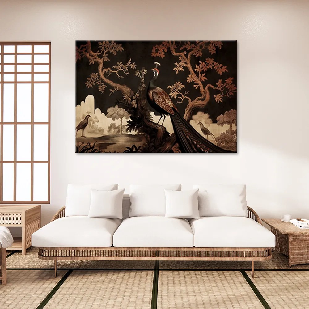 Gario Obraz na plátne Orientálny páv na strome Rozmery: 100 x 70 cm