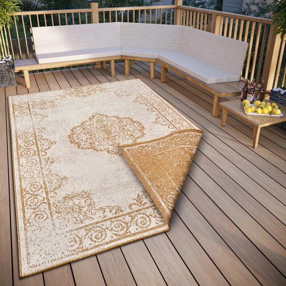 Okrovožlto-biely vonkajší koberec 160x230 cm Cebu - NORTHRUGS