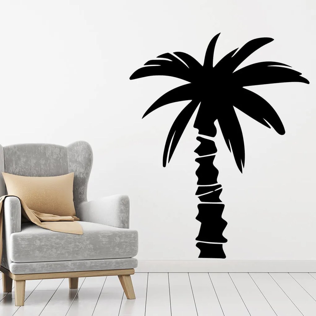 Veselá Stena Samolepka Tropická palma Farba: šedá, Veľkosť: 100 x 79 cm