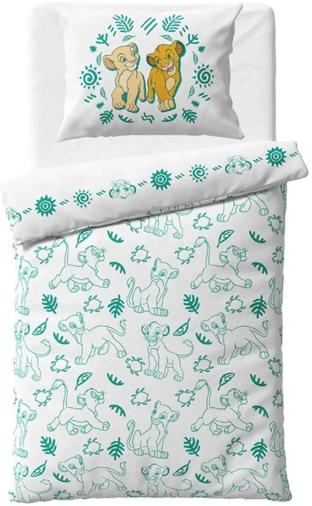 Obojstranné bavlnené posteľné obliečky Leví kráľ – motív Simba a Nala - 100% bavlna - 70 x 90 cm + 140 x 200 cm