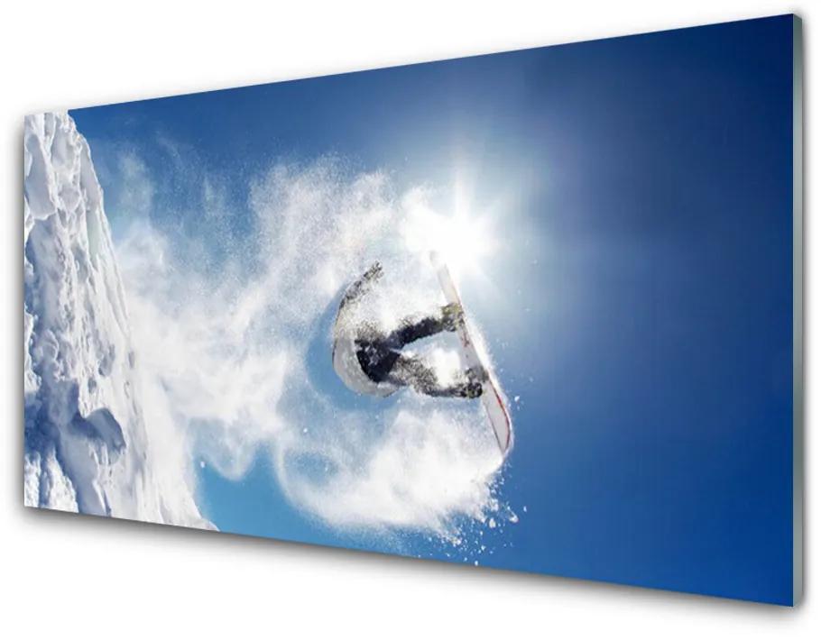Skleneny obraz Snowboard šport sneh zima 125x50 cm