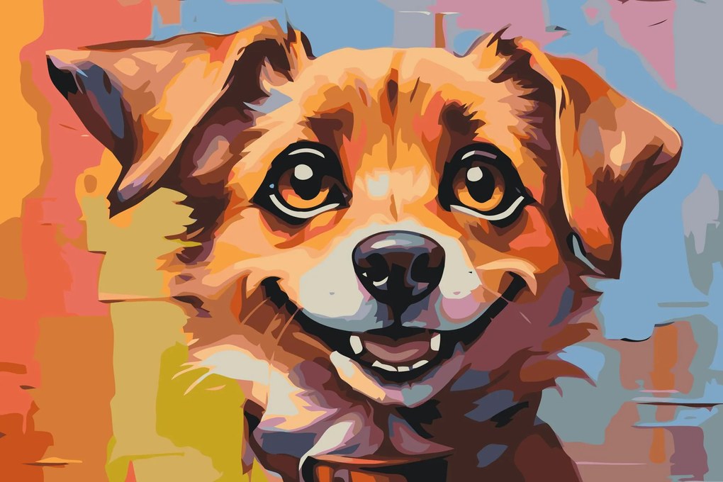 Gario Maľovanie podľa čísel Veselý psík Rozmery: 80 x 60 cm, Rámovanie: S vnútorným rámom