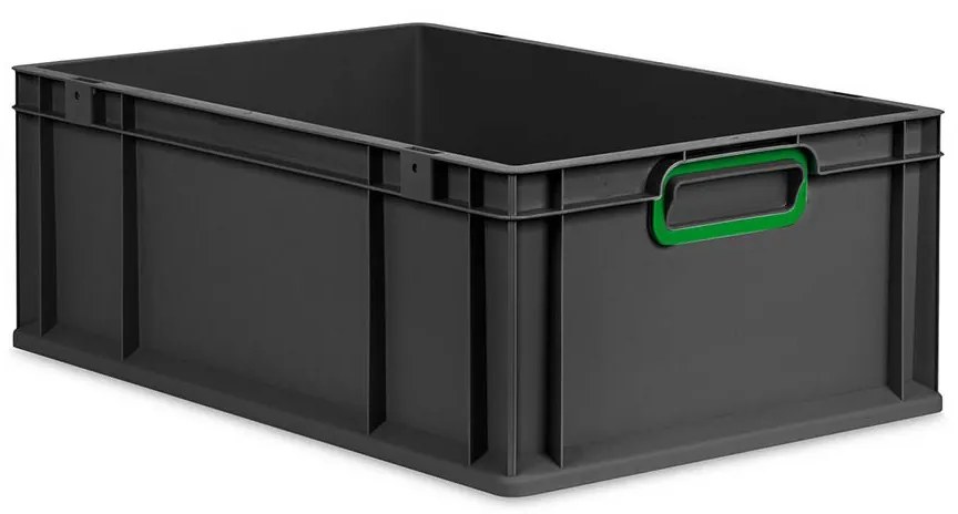 Sada 4 kusov - Eurobox Next Gen 2.0 Cycle - Stohovateľný kontajner s uzavretými rukoväťami - Zelený - 600 x 400 x 220 mm - Antracit