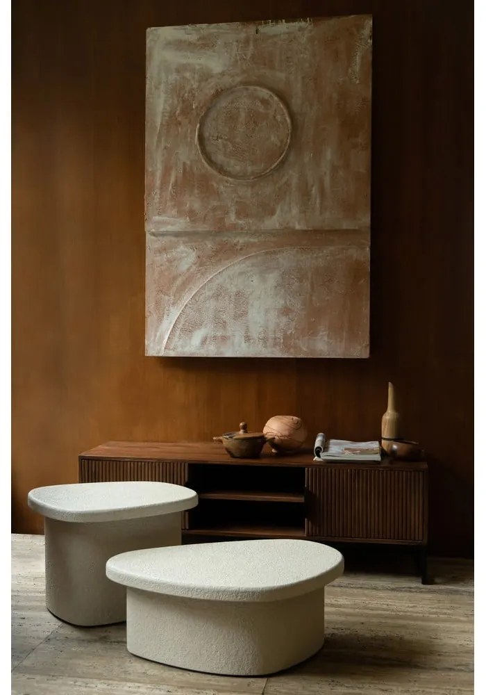 Béžový konferenčný stolík v dekore mramoru 49x74 cm Veda – Dutchbone