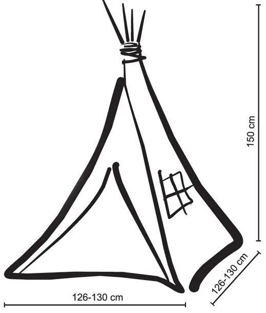 Bobono Stan Teepee pre deti + ozdobné perie - Chevron námornícka modrá
