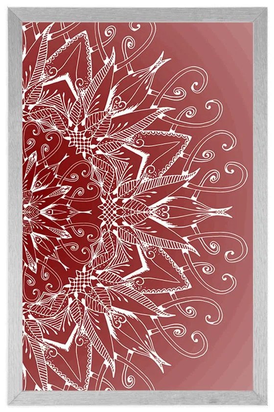 Plagát biela Mandala na červenom pozadí - 40x60 white