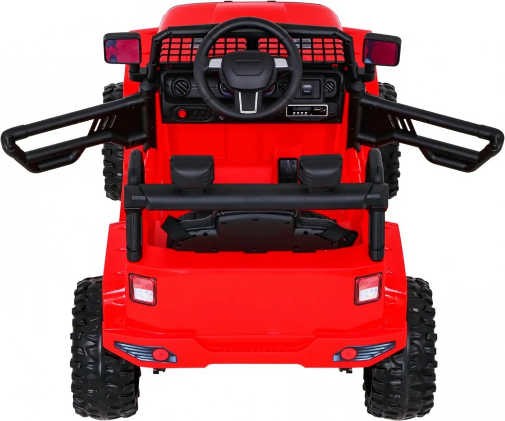 Ramiz Autíčko Jeep Dark Night na batérie pre deti červené + pomalý štart + EVA kolesá + LED audio