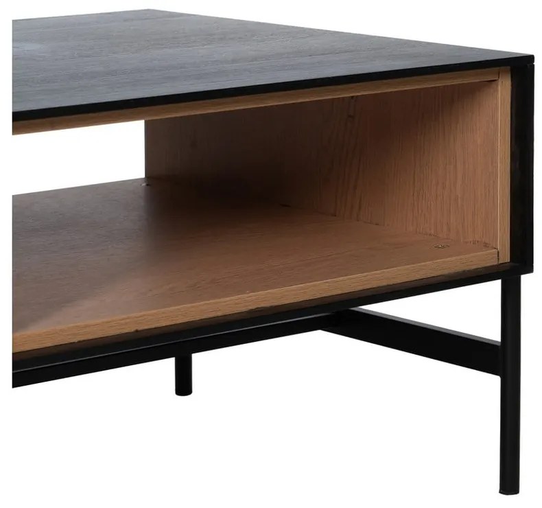 Konferenčný stolík v dekore jaseňa v čiernej a prírodnej farbe 60x124 cm Orleans – Ixia