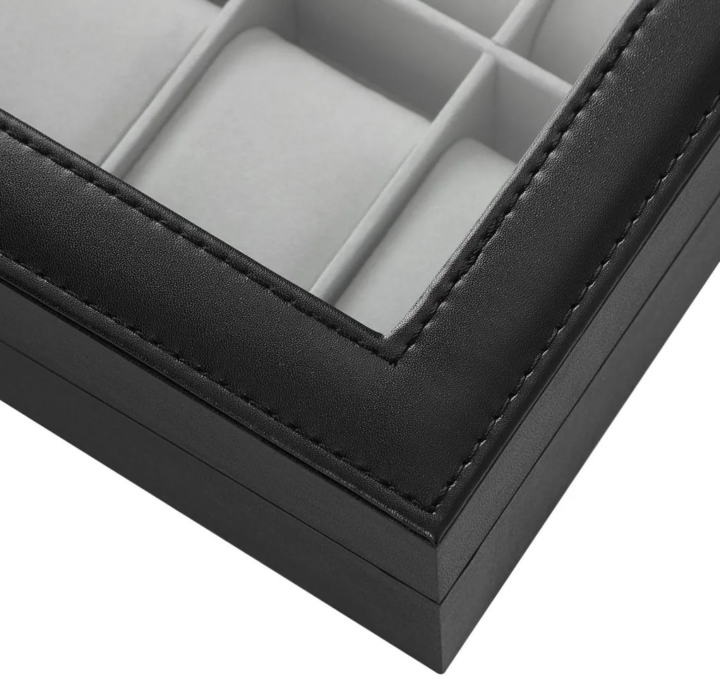 Box na hodinky Watch, 30x8,5x21 cm, čierna/sivá