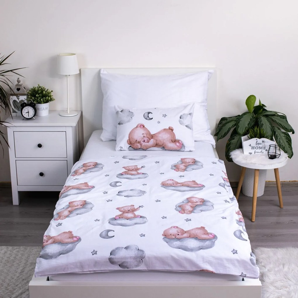 Jerry Fabrics Obliečky do postieľky 100x135 + 40x60 cm - Medvedík "Ribbon"