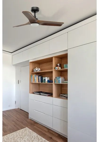 FARO 33806WT-1TW - LED stmievateľný ventilátor HEYWOOD S 10W/230V drevo/čierny p