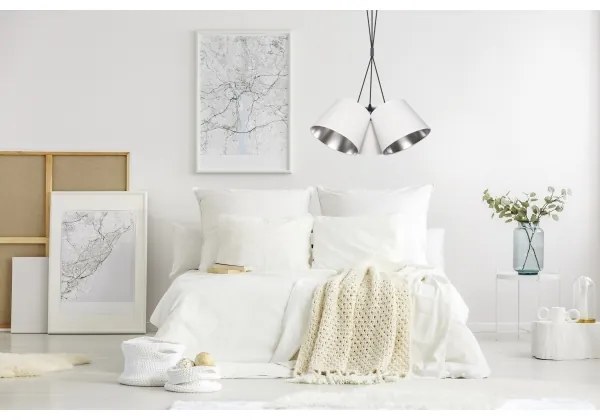 Luster na lanku ZOMA 3xE27/60W/260V biela/lesklý chróm