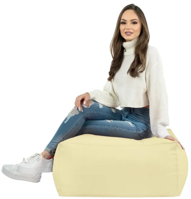 Taburetka krémová kocka ekokoža