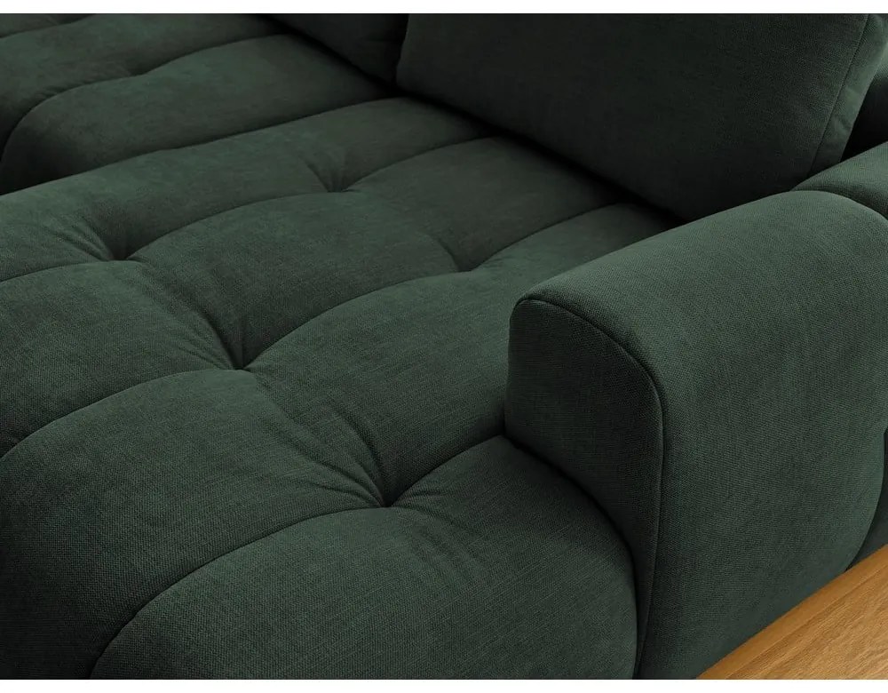 Zelená rozkladacia/s úložným priestorom rohová pohovka (ľavý roh/do tvaru "U") Fuji – Bobochic Paris