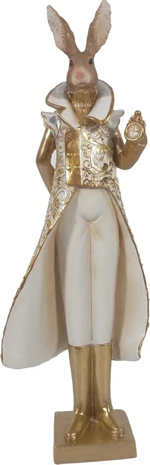 Bielo-zlatá dekorácia zajačí pán - 11*8*33 cm