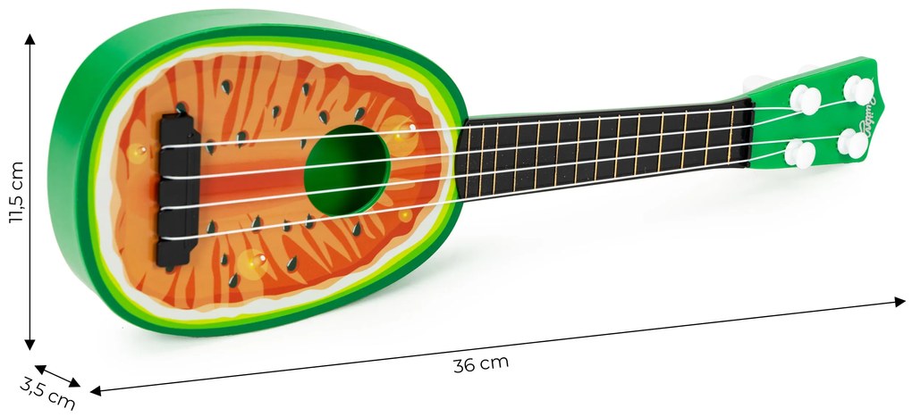 ECOTOYS Ukulele gitara pre deti štvorstrunová vodný melón