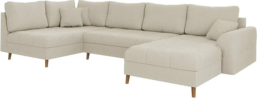 Krémová menčestrová rohová pohovka (pravý roh/do "U") Ariella – Ropez