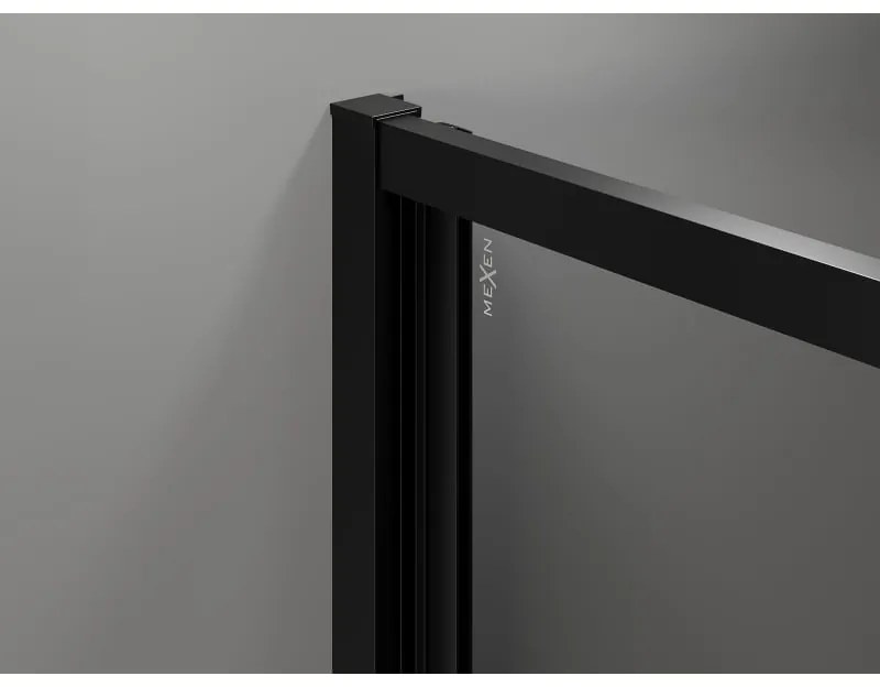 Mexen Exo, skladacie dvere do otvoru 95x200 cm, 6mm číre sklo, čierny profil, 816-095-000-70-00