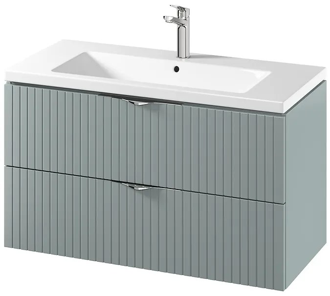 Cersanit Tirso, závesná umývadlová skrinka 994x447x572 mm + keramické umývadlo, zelená matná, S801-546
