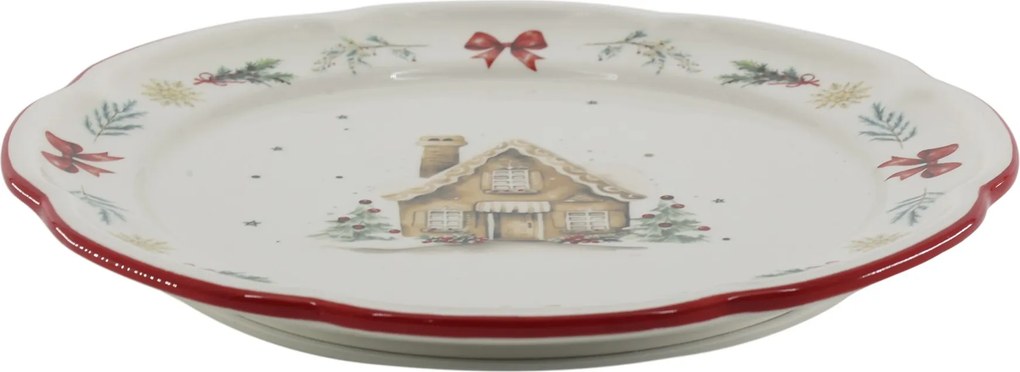 Vianočný keramický dezertný tanierik Chalet de Noël – Ø 20,5*2 cm