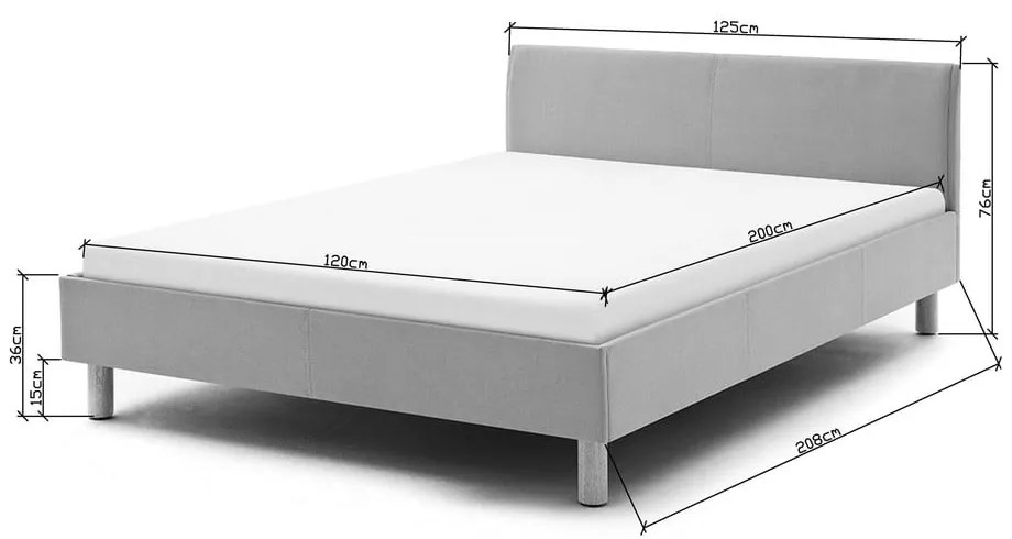 Modrosivá čalúnená jednolôžková posteľ 120x200 cm Lena – Meise Möbel