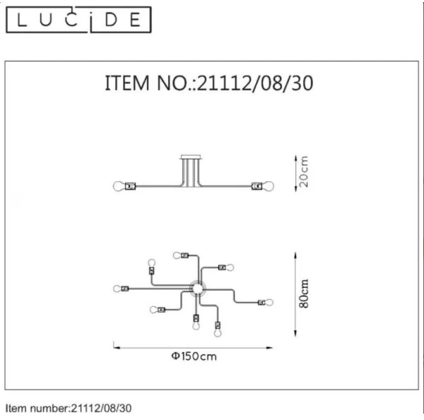Lucide 21112/08/30 - Prisadený luster LESTER 8xE27/40W/230V