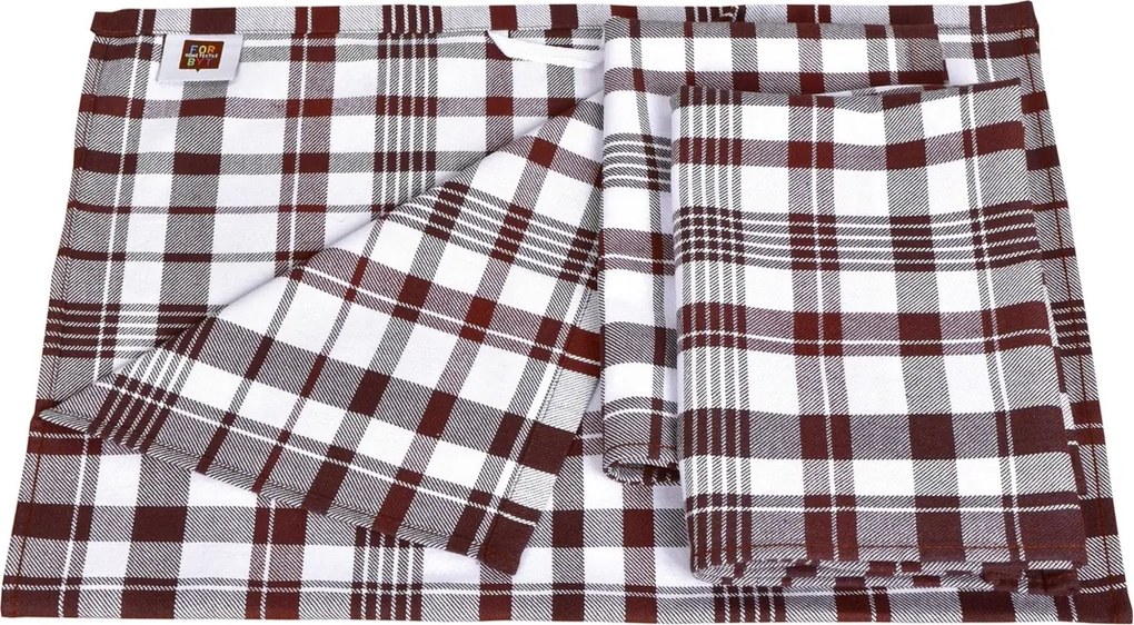 Luxusné kuchynské utierky Karo hnedá egyptská bavlna 50x70 cm set 3 ks