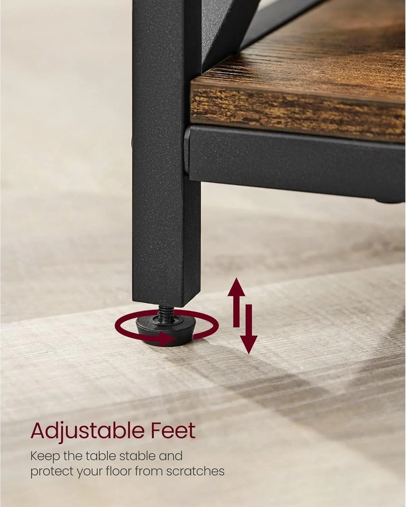 Konferenčný stolík, s otvárateľným priestorom, 60 x 100 x (48-62) cm, rustikálny hnedý