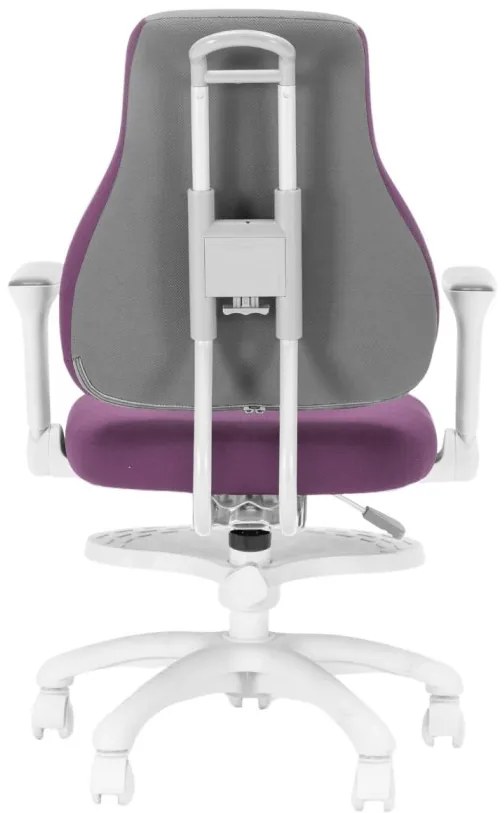Detská rastúca stolička Neoseat KINDER WHITE — látka, šedá / fialová