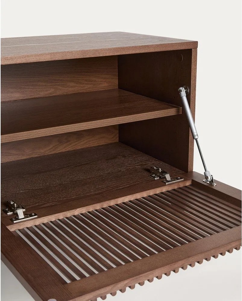 Tmavohnedý TV stolík v dekore orecha 180x49,5x42,5 cm Beyla – Kave Home