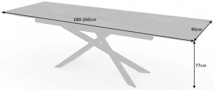 Jedálenský stôl Euphoria 180-220-260cm keramická láva