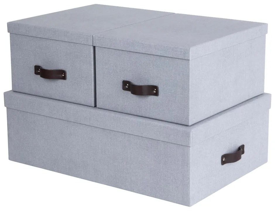 Svetlosivé kartónové úložné boxy s vekom v súprave 3 ks 31x47x15 cm Inge – Bigso Box of Sweden
