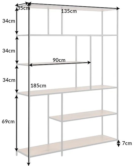 Polica Slim Line 185x135cm dub divoký čierny
