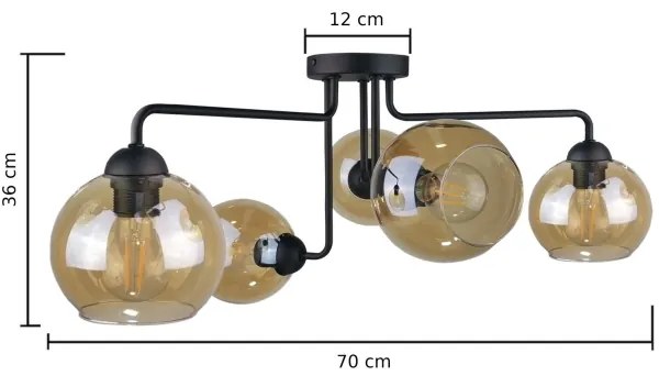 Prisadený luster MONDE BLACK 5xE27/60W/230V