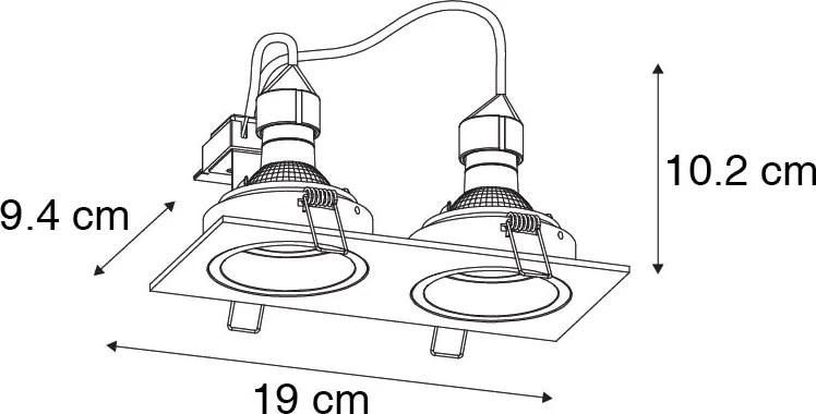 Inteligentné zapustené bodové svietidlo čierne obdĺžnikové nastaviteľné vrátane 2 WiFi GU10 - Chuck