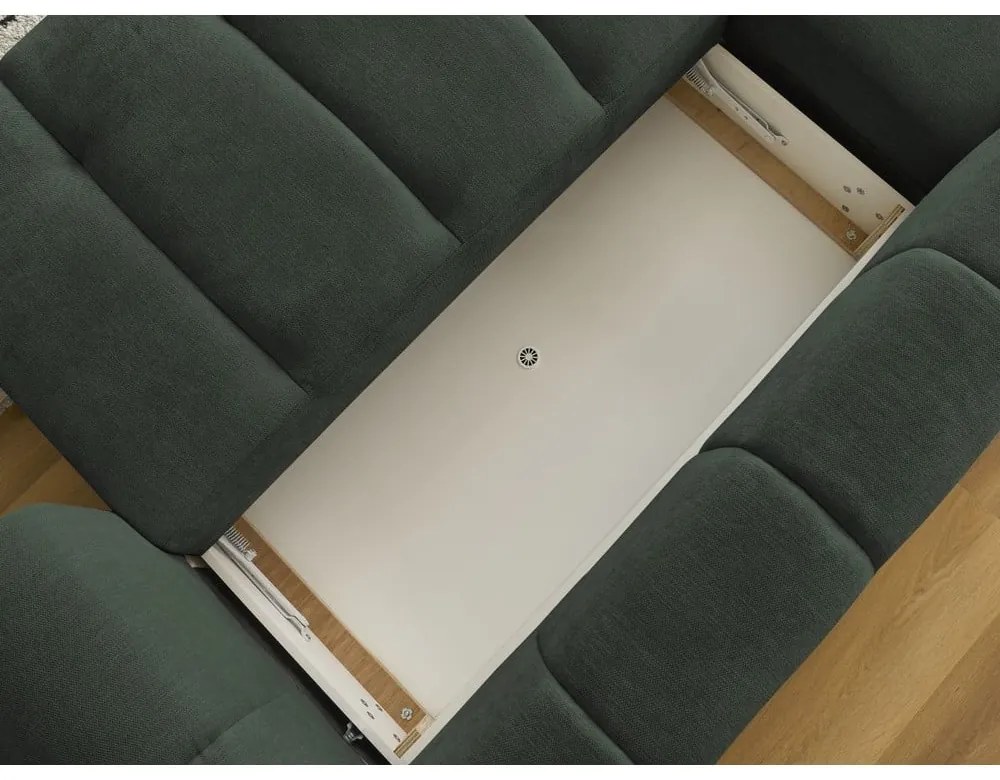 Zelená rozkladacia/s úložným priestorom rohová pohovka (ľavý roh/s leňoškou) Fuji – Bobochic Paris