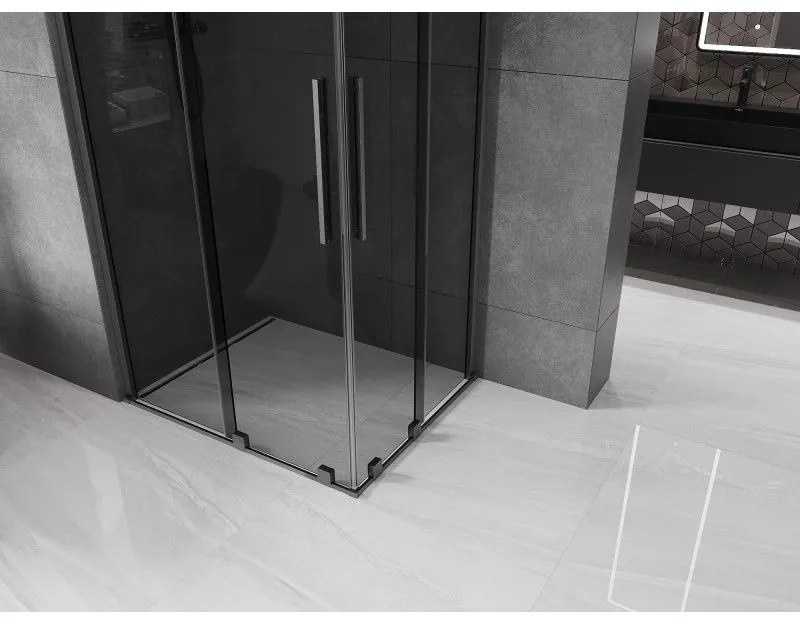 Mexen Velar Duo, sprchový kút s posuvnými dverami 100 x 90 cm, 8mm šedé sklo, grafit brúsený, 871-100-090-42-66